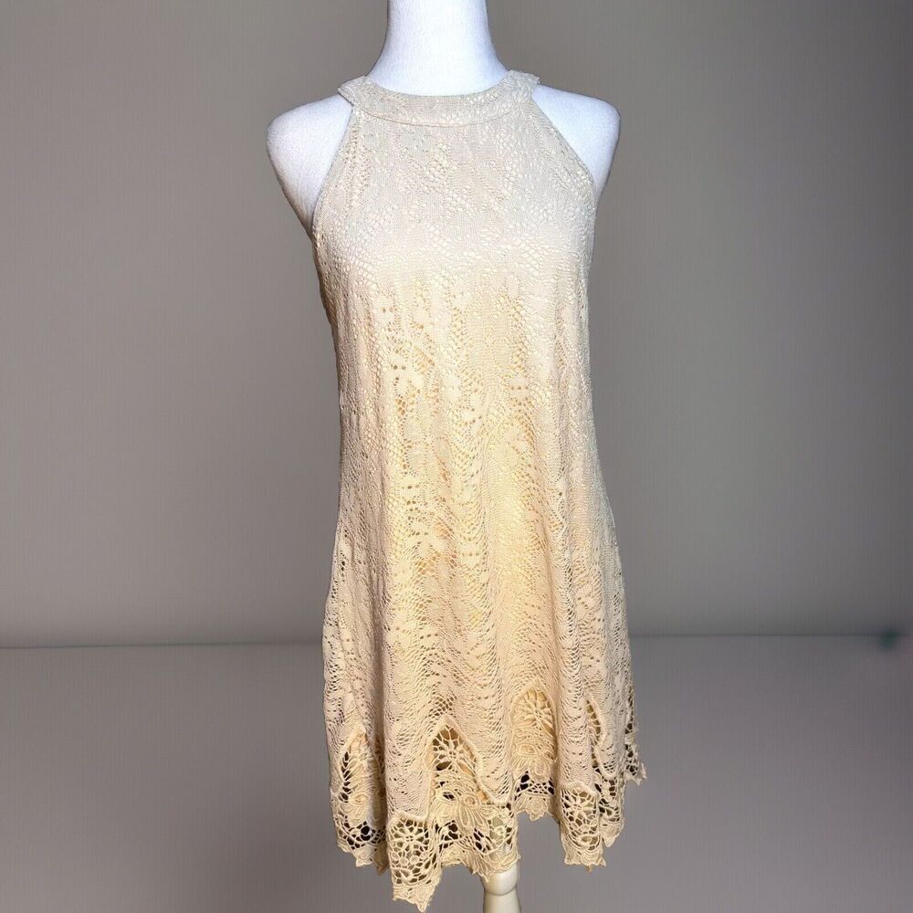 Altar'd State Small Ivory Crochet Dress Boho Coquette‎ Feminine Soft Girl Lace
